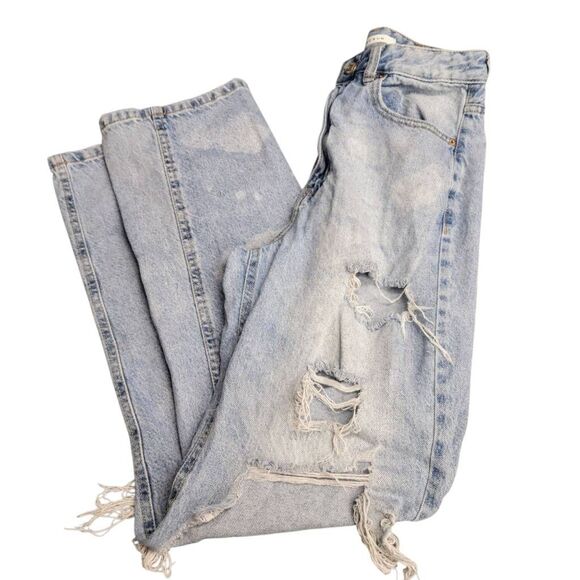 Pacsun 90's Boyfriend Rip Torn Very Distressed Denim High Rise Blue Jeans - Picture 5 of 12